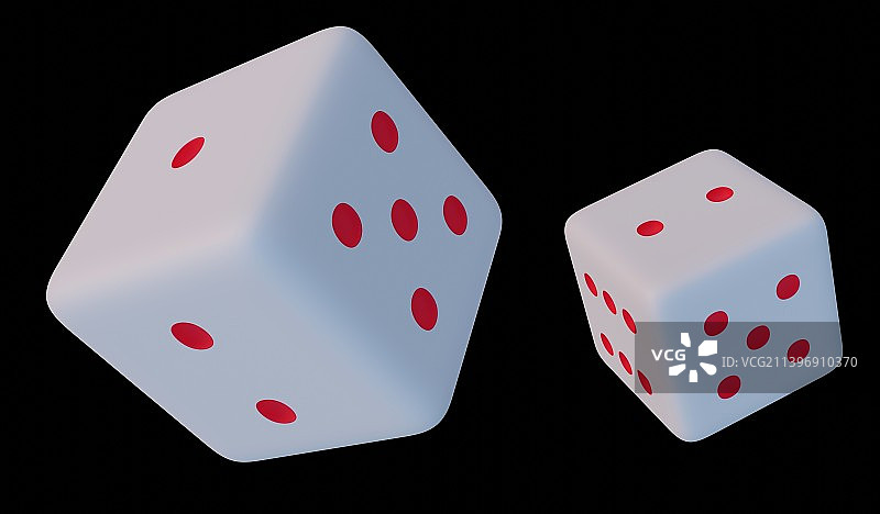 3D建模渲染：空中的两颗骰子图片素材