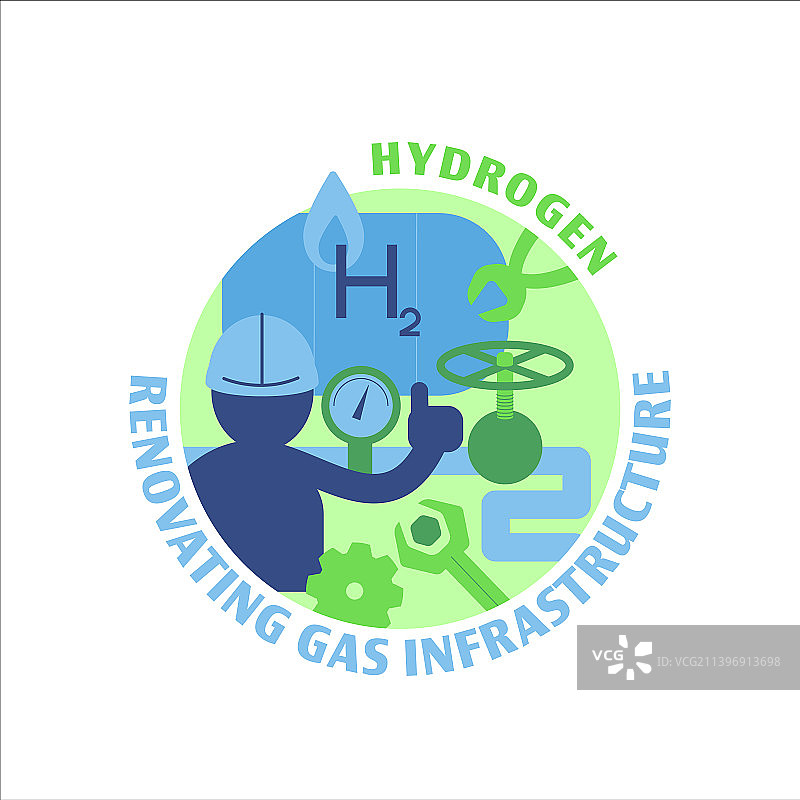 氢气图标：天然气基础设施改造图片素材