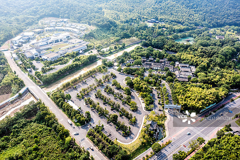 航拍绍兴兰亭景区鸟瞰图图片素材