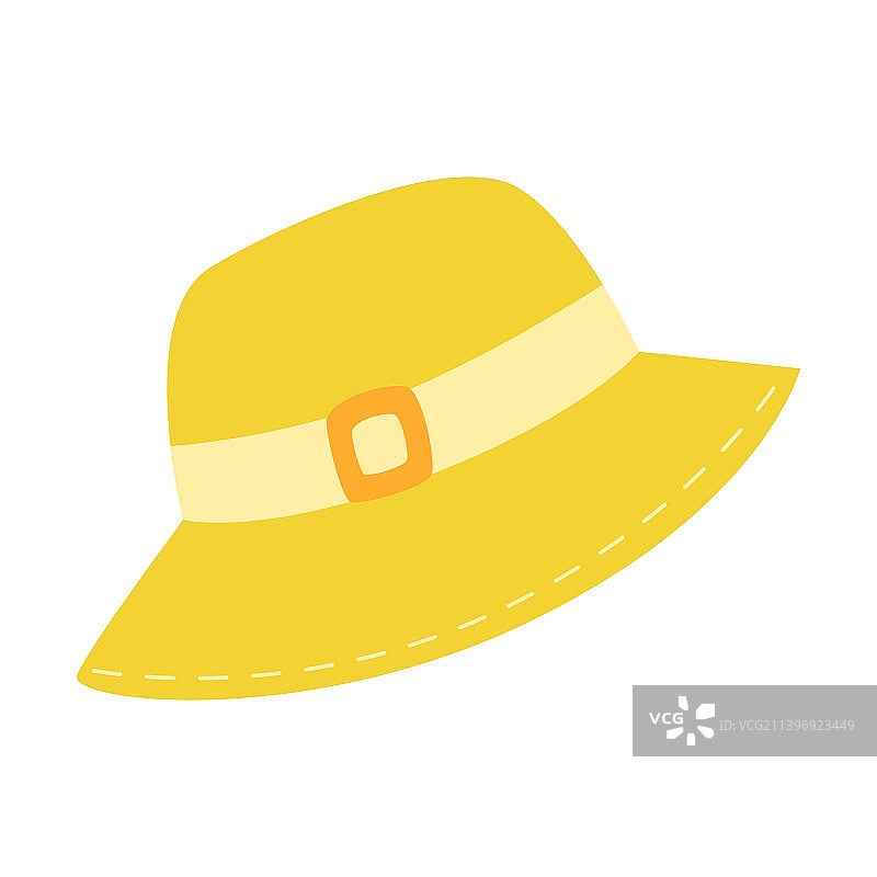 黄色巴拿马夏季遮阳帽图片素材