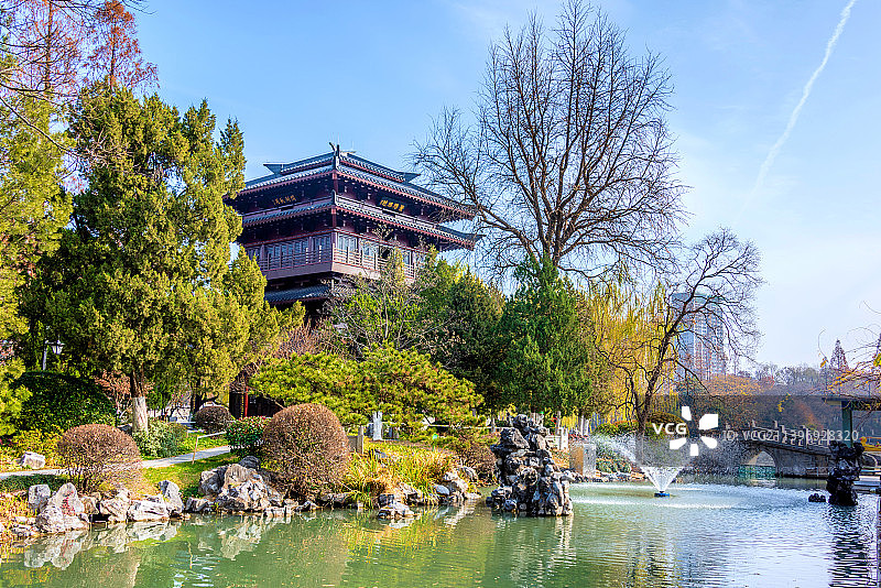 中国安徽合肥逍遥津公园逍遥阁图片素材