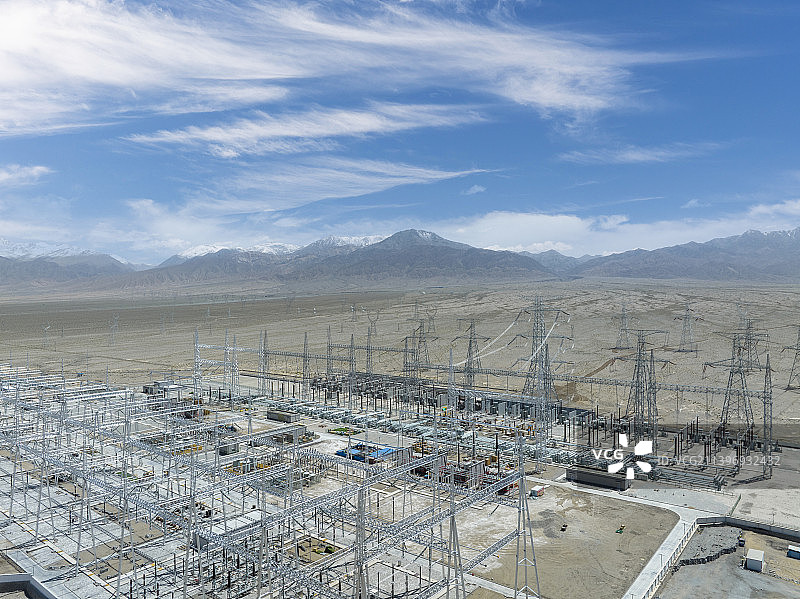 航拍110kV变电站建设项目施工现场图片素材