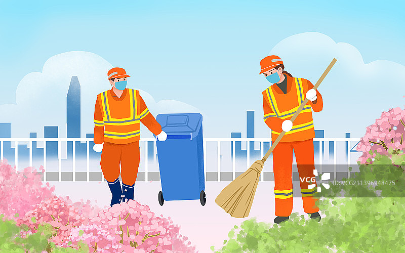 城市环卫工人劳动清洁图片素材