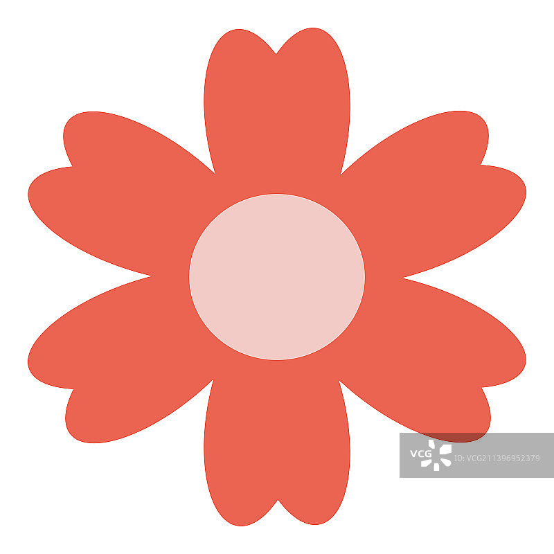 彩色单朵孤立的扁平风格花朵图片素材