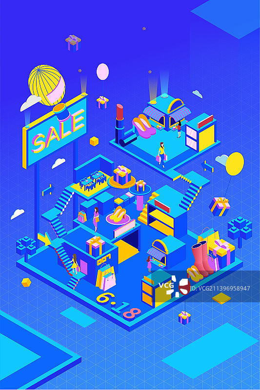 2.5D系列插画-购物图片素材