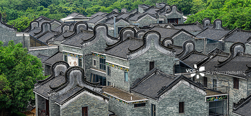 广州岭南印象园镬耳墙岭南民居建筑群图片素材