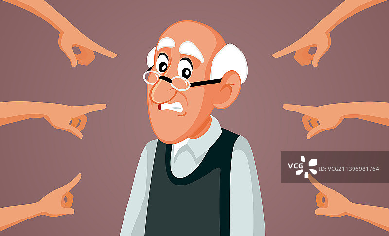 人们指责老年人卡通图片素材