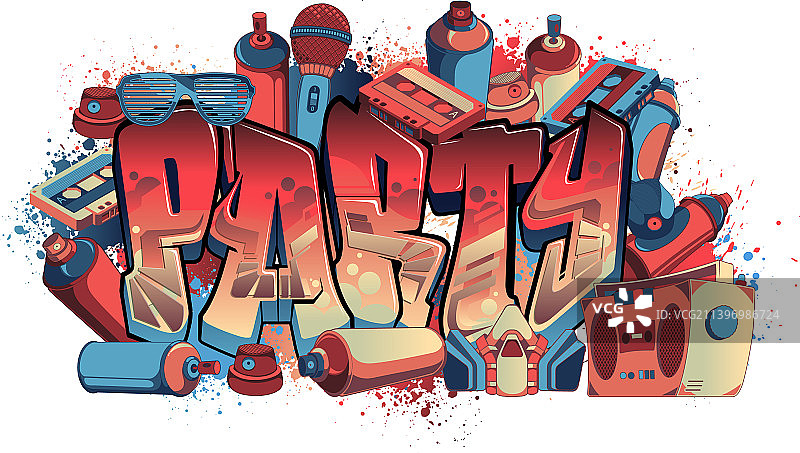 涂鸦风格的城市街头艺术标签设计图片素材