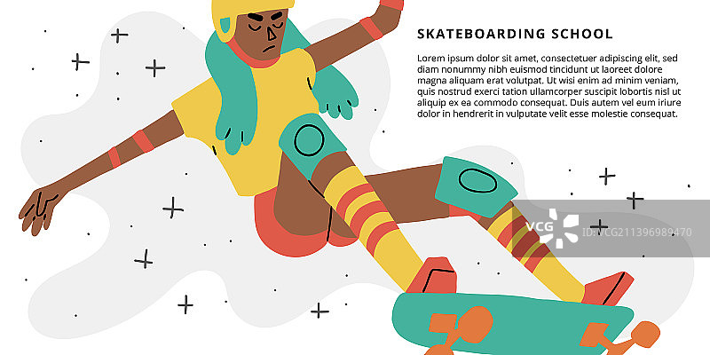滑板banner：滑板女孩跳跃图片素材
