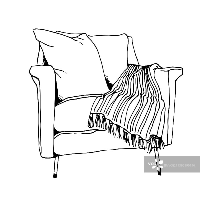 条纹格子扶手椅图片素材