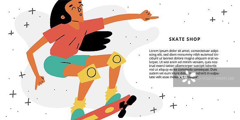 滑板运动banner，滑板女孩跳跃图片素材