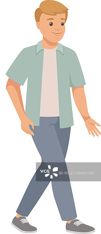 人物角色穿着休闲牛仔裤和衬衫走路图片素材