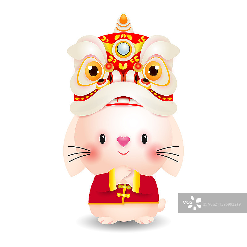 2023中国新年可爱兔子恭喜发财图片素材