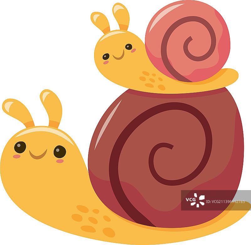 卡通可爱蜗牛母子图片素材