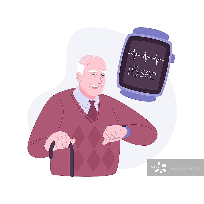 卡通风格的智能手表心电图跟踪功能图片素材