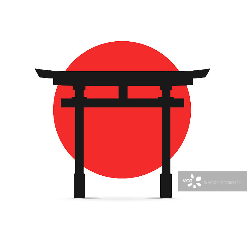 黑色日式传统鸟居剪影图片素材