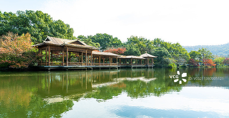 花港公园 竹亭 江南园林风光 杭州西湖风光 西湖秋景 秋天图片素材