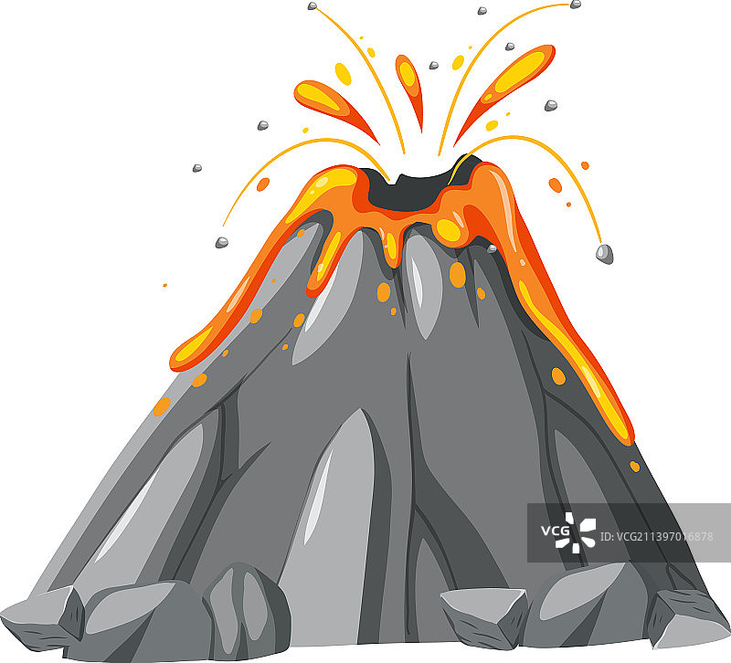卡通风格的熔岩火山图片素材