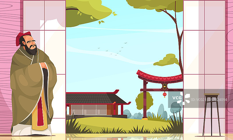 孔子扁平背景图片素材