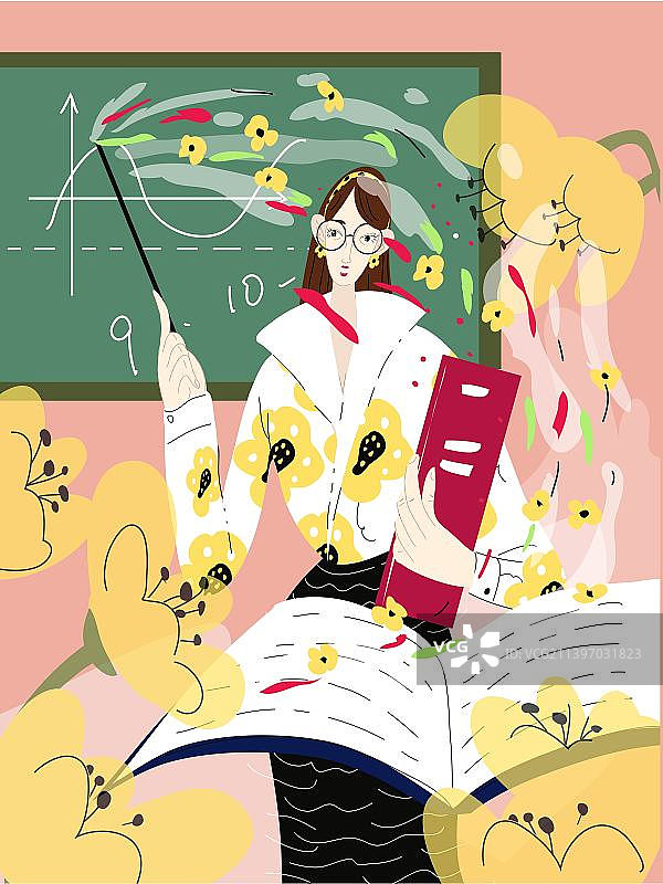 教师节时尚人物艺术插画海报图片素材