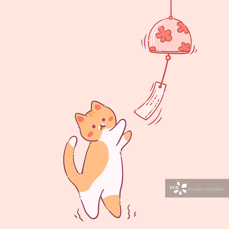 【猫咪系列9】摇摇晃晃够风铃的小猫咪图片素材