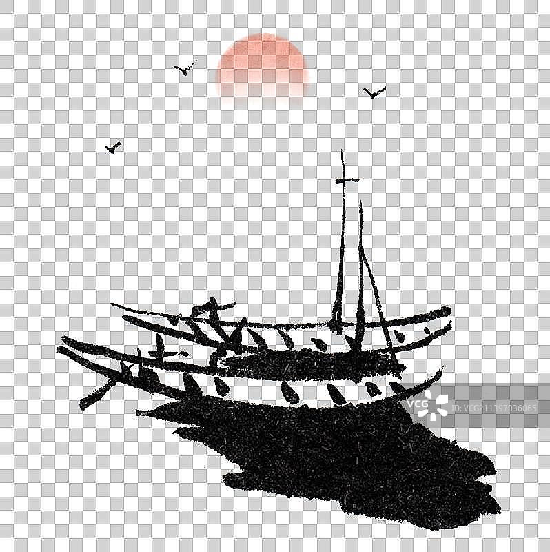 水墨乡村风景元素图片素材