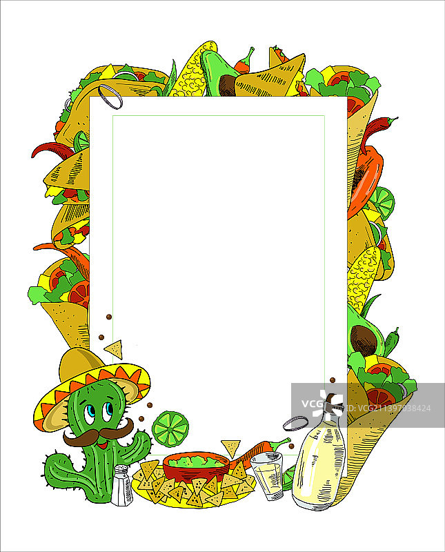 墨西哥美食卡通手绘边框图片素材