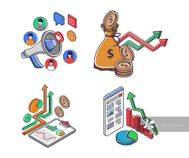 商业和数字营销图标合集图片素材