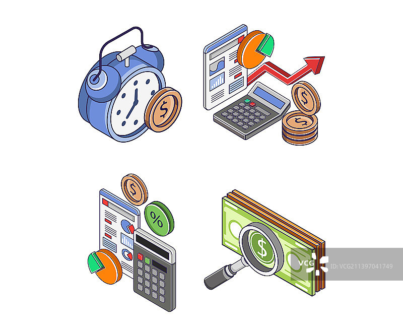 商业计算相关图标合集图片素材