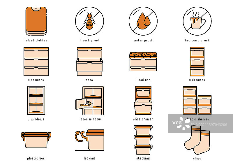 塑料收纳图标集图片素材