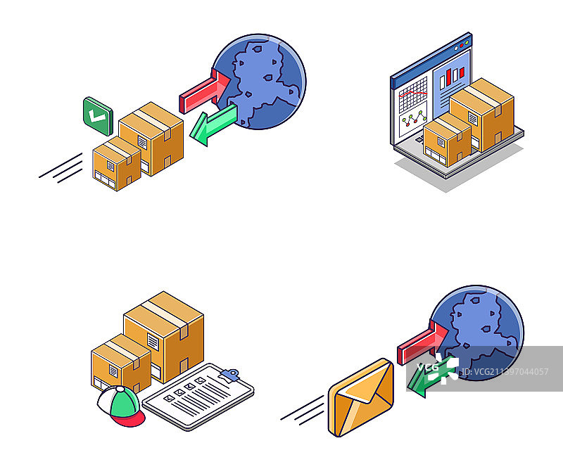 货物和物流业务图标集图片素材