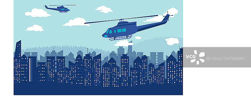 扁平卡通多用途直升机侧视图图片素材