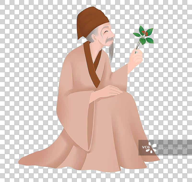 老中医采药插画元素图片素材