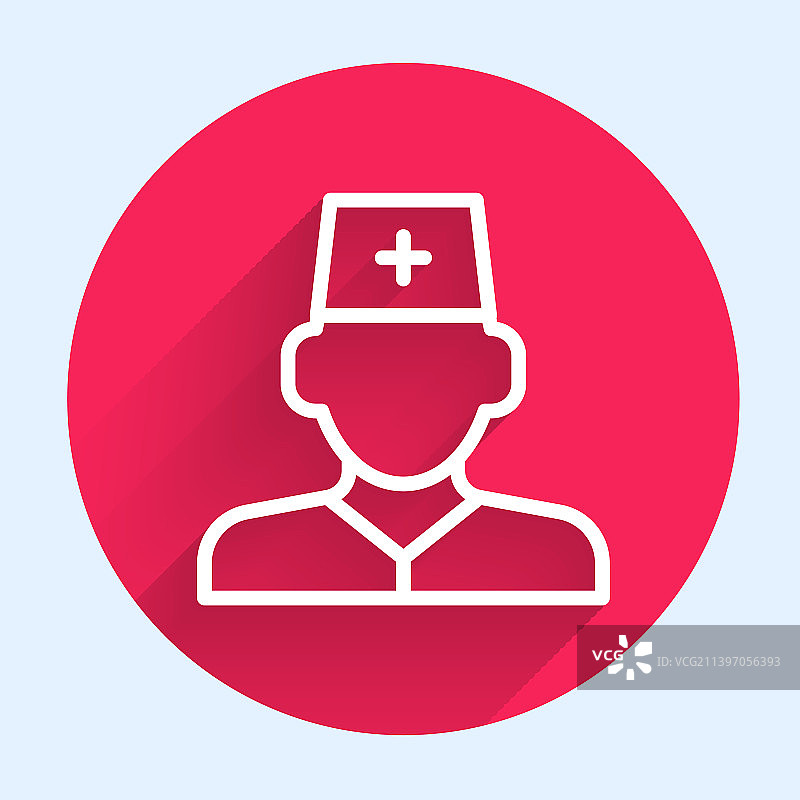 白色线条男医生图标，长阴影图片素材