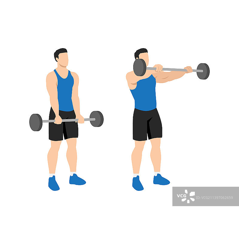 男人做杠铃前平举运动图片素材