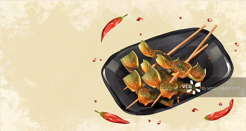 夜宵烧烤麻辣烫之海带结图片素材