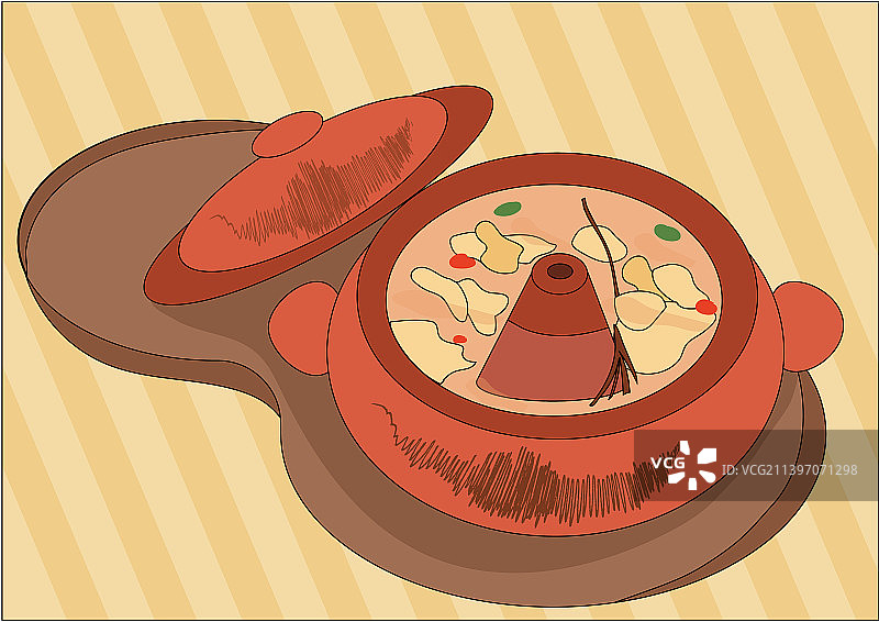 云南昆明特色美食汽锅鸡矢量插画图片素材