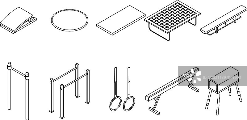 体操器材轮廓图标集图片素材