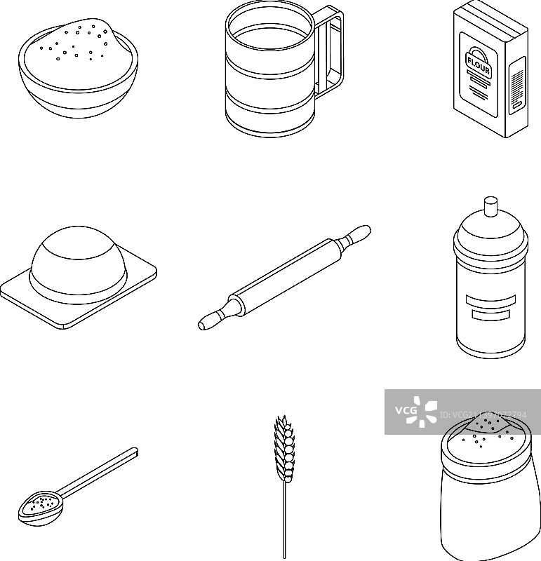 面粉图标轮廓合集图片素材