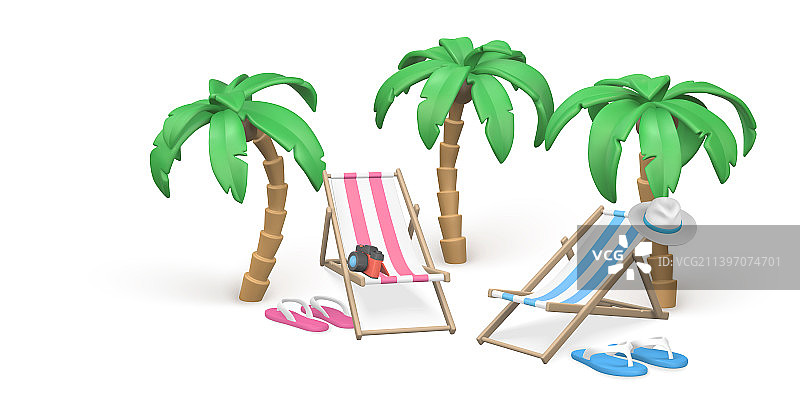 夏季3D逼真渲染对象棕榈树图片素材