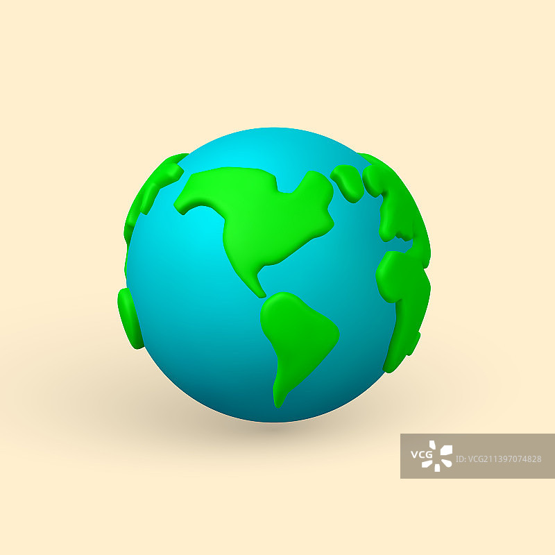 白色背景上的卡通3D地球图片素材
