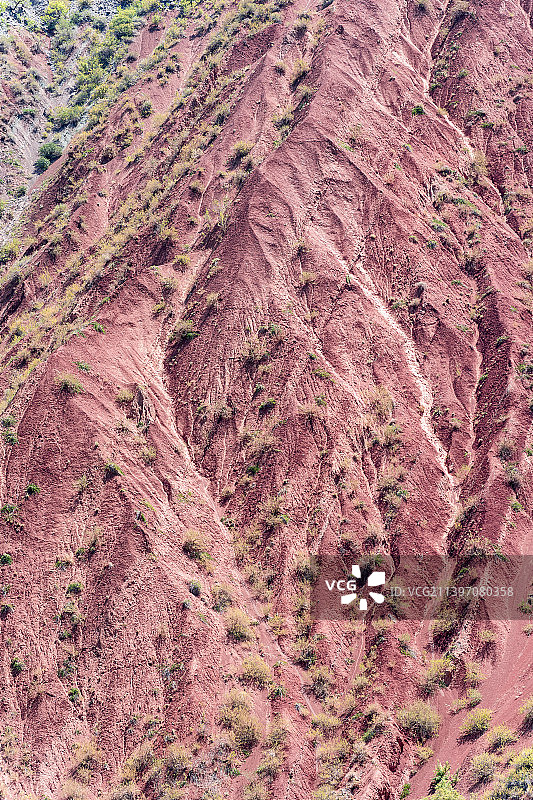 新疆S101省道公路旁的丹霞地貌自然风光图片素材