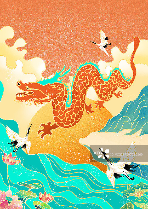 中国传统文化蛟龙腾空图片素材