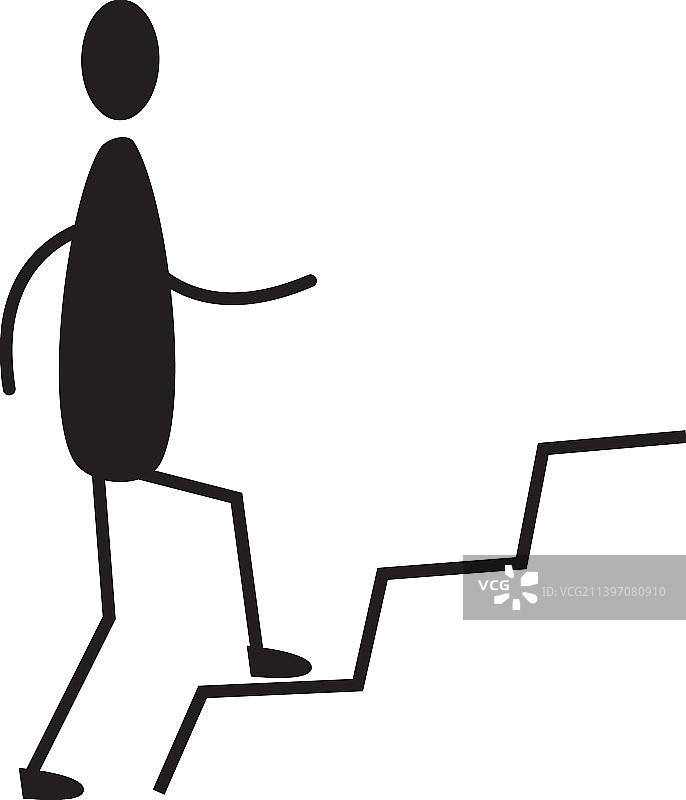 带有阶梯的火柴人形象符号图片素材