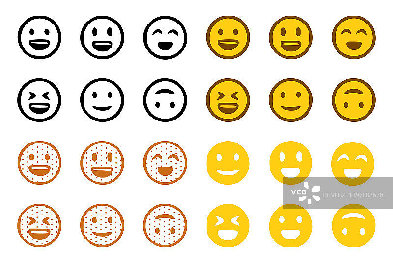 白色背景上的涂鸦表情符号集合图片素材