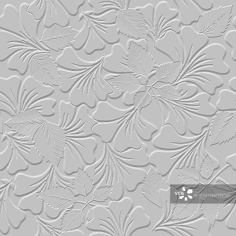 3D浮雕花卉线条无缝图案图片素材