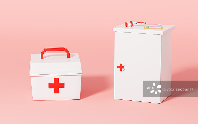 药箱与药柜3D渲染图片素材