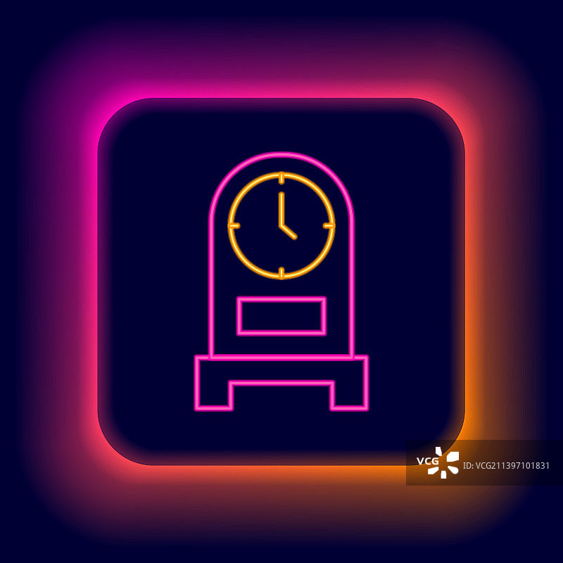 发光霓虹线条古董钟表图标图片素材