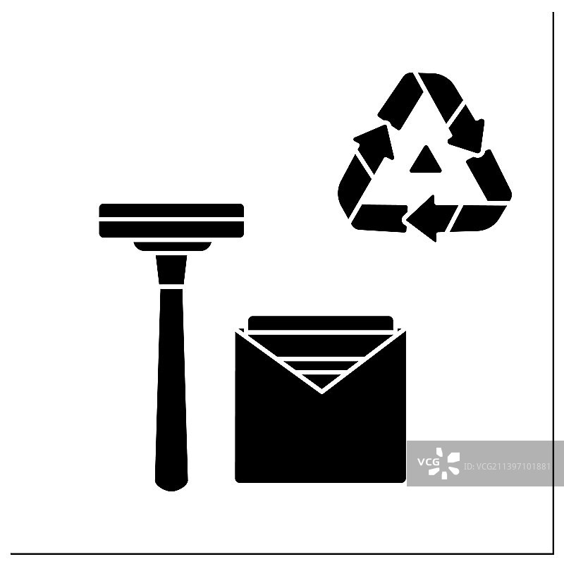 可重复使用的安全剃须刀字形图标图片素材