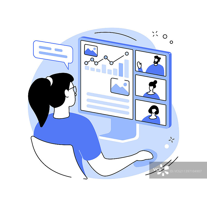 视频会议隔离卡通图片素材